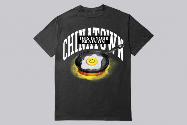 Chinatown Market Smiley Brain on Fried T-Shirt black